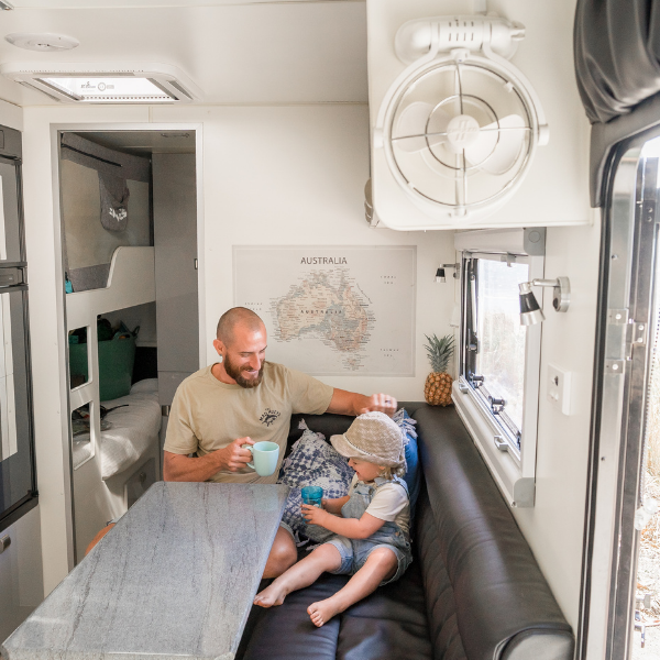 Comfortable marine or RV interior with airflow